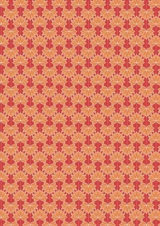 Lewis & Irene Minshan Orange Lotus Flower 10 m Ballen, 112 cm breit, 100% Baumwolle