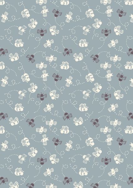 Lewis & Irene Honey Meadow Blue Grey Bees 112 cm breit, 100% Baumwolle Lewis & Irene Honey Meadow Blue Grey Bees 112 cm breit, 100% Baumwolle