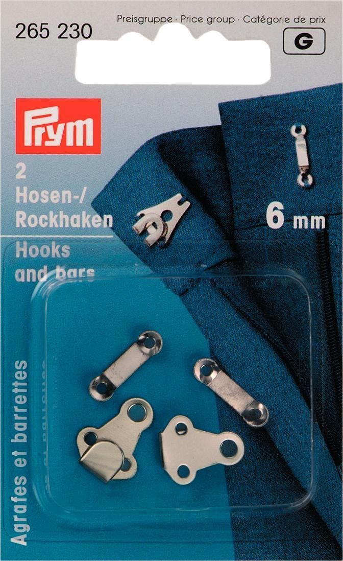 Prym Consumer Europe GmbH-Hosen/Rockhaken+Stege 6mm silberfarbig VE5_365-265230_