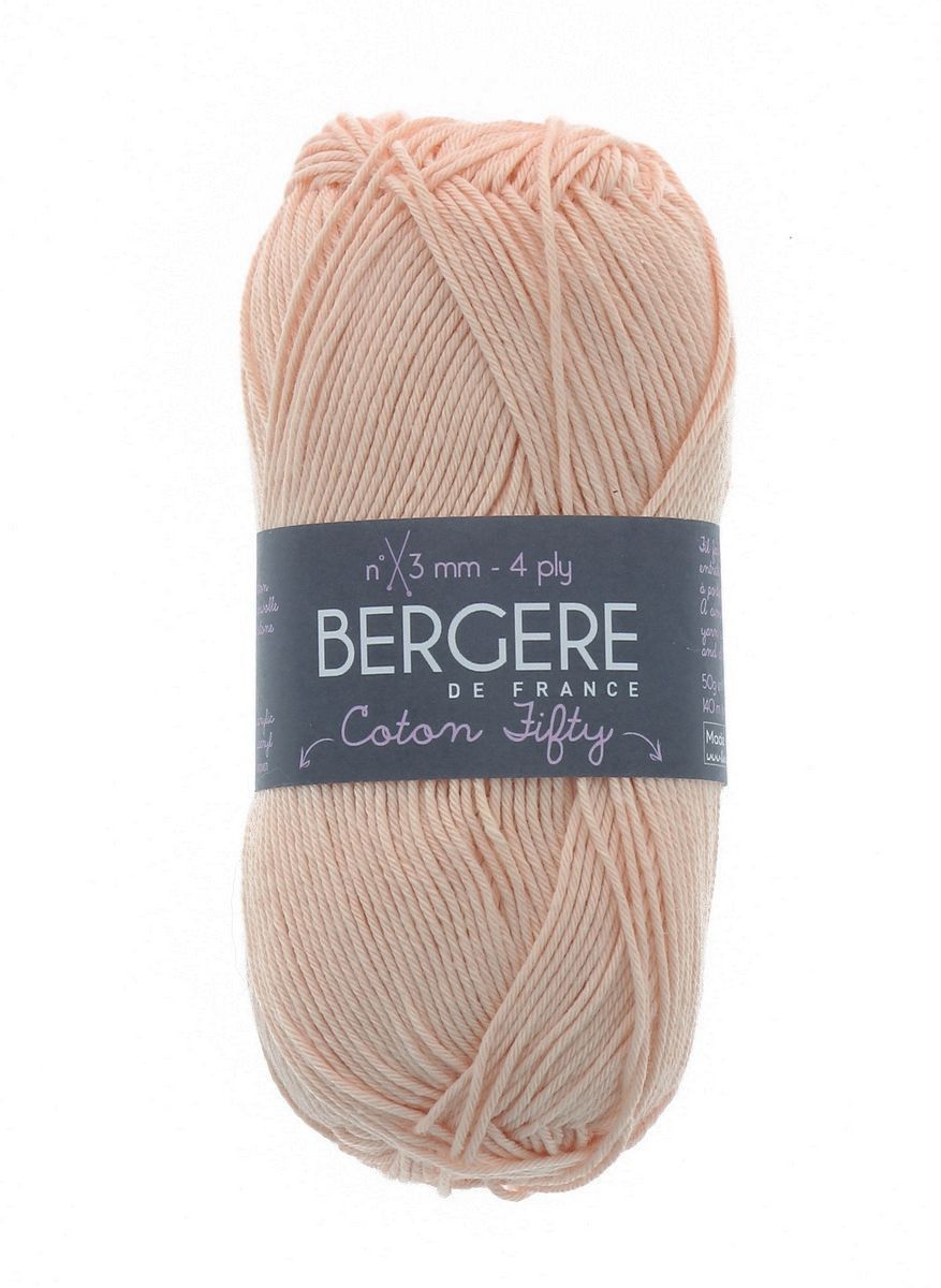 Bergere Coton Fifty 50% Cotton, 50% Polyacrylic  140m/50g,  Needles 3,0, col. Chamallow