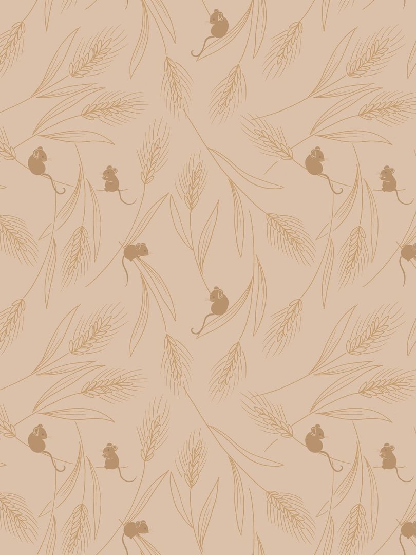 Lewis & Irene Autumn Fields Mouse On Cream 10 m Ballen, 112 cm breit, 100% Baumwolle