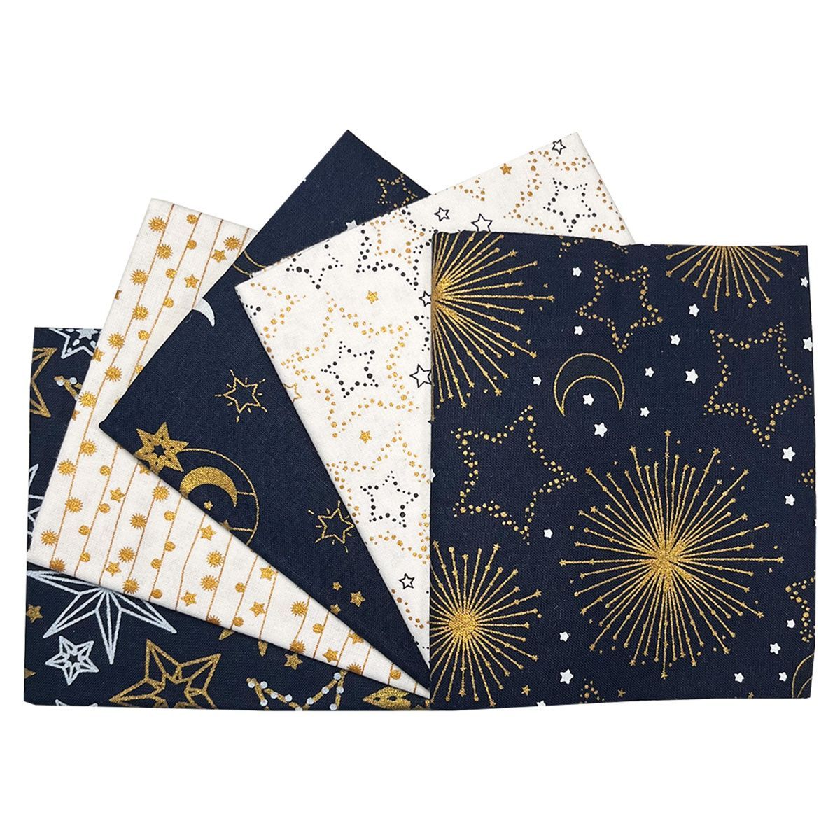 Visage Textiles Ltd-Fat Quarter Stoffpaket Metallic Starry Nights 100% CO_46-291200_