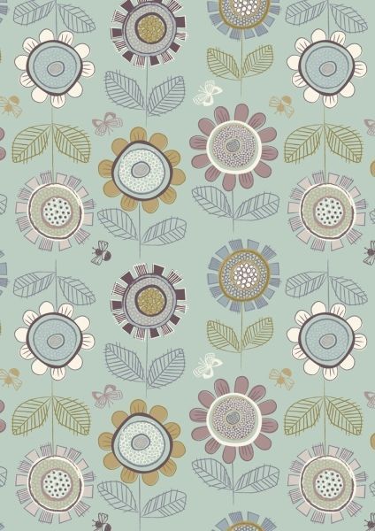 Lewis & Irene Honey Meadow Big Duck Egg Flower 10 m Ballen, 112 cm breit, 100 % Baumwolle