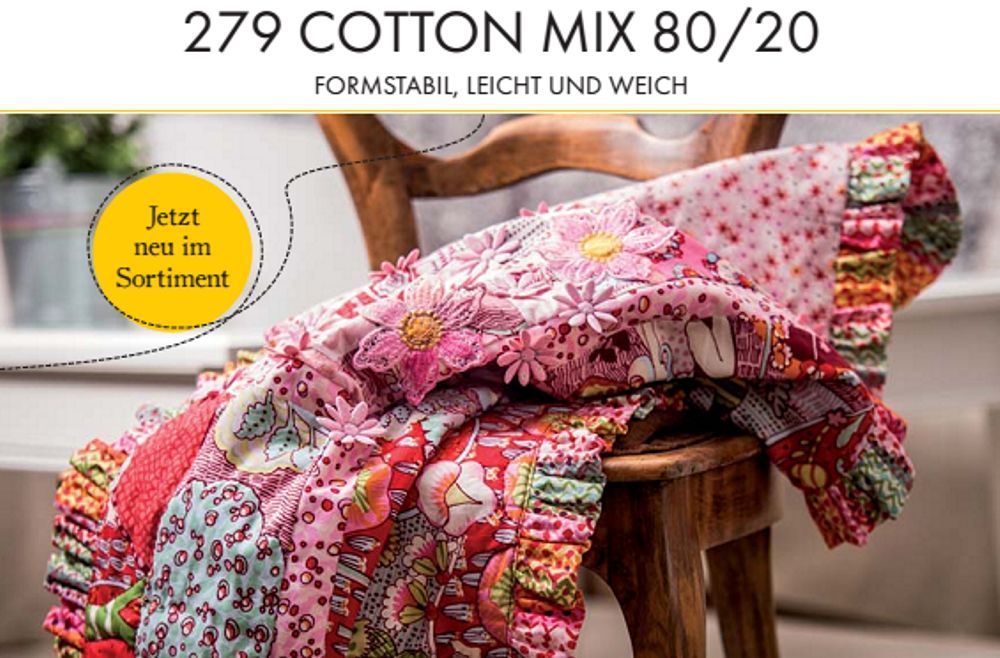 Vlieseline 279 Cotton Mix 80% Cotton, 20% Polyester Vlieseline 279 Cotton Mix 80% Cotton, 20% Polyester