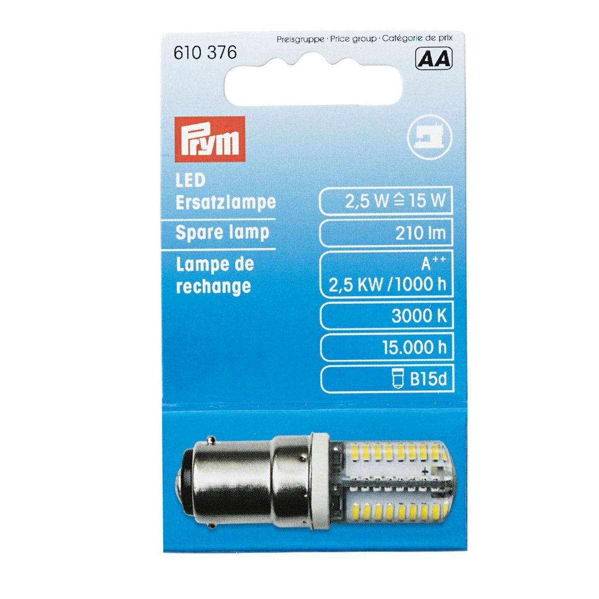 Prym Consumer Europe GmbH-LED Ersatzlampe für Nähmaschine Bajonett 1St_365-610376_