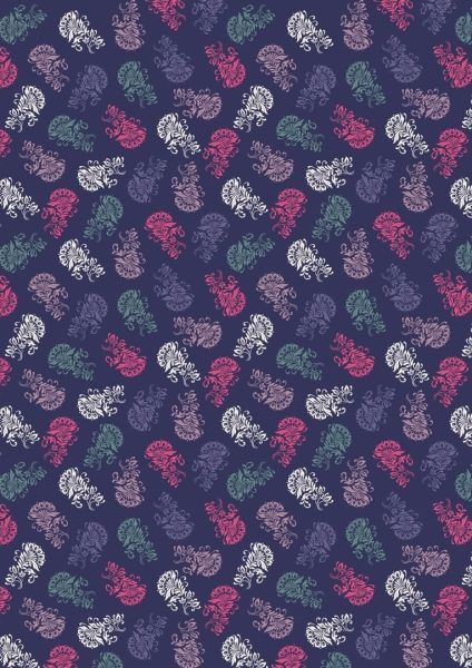 Lewis & Irene Manor House Navy Feather 112 cm wide, 100% Cotton