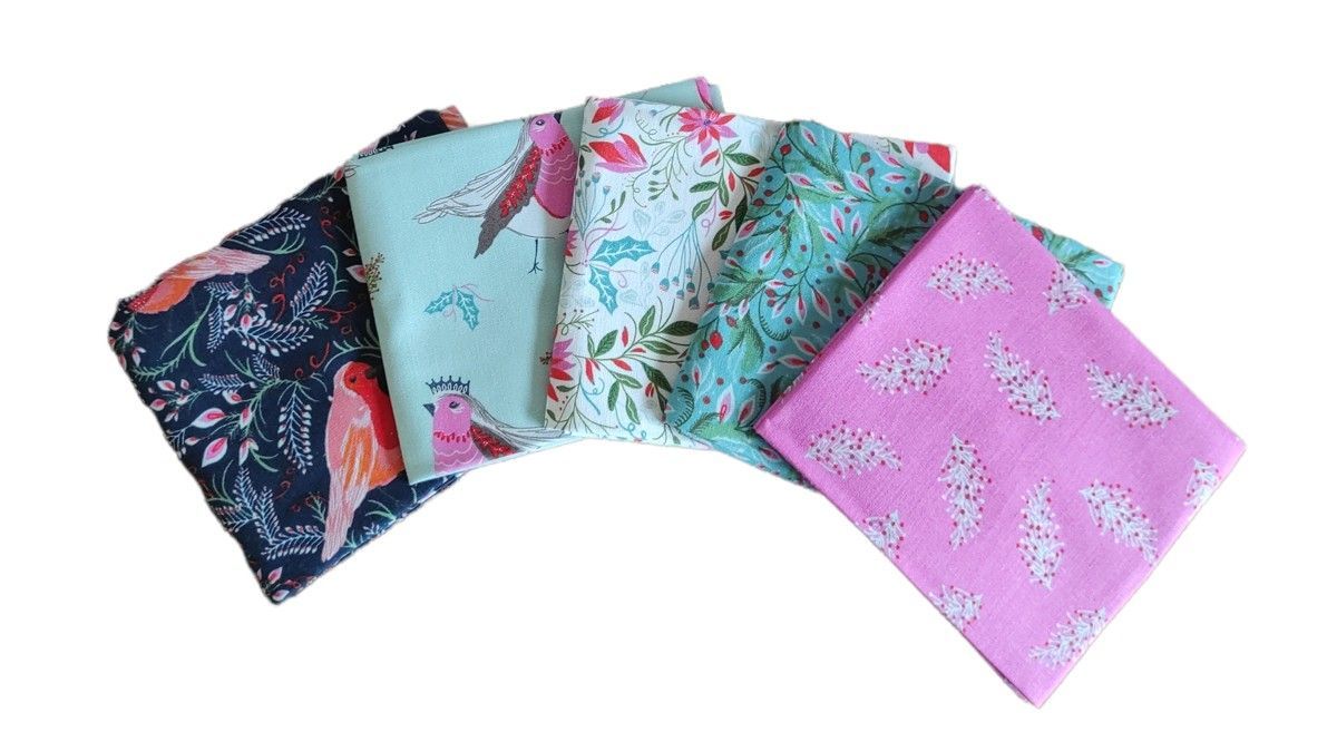 Fat Quarter Bethany Salt's Jolly Robins 100% cotton, 5pcs each 18 x 22 inch(45x55cm)