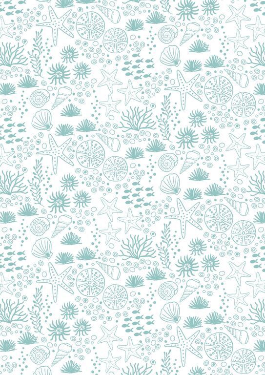 Lewis & Irene Tales Of The Sea Seabed On White 112 cm breit, 100% Baumwolle Lewis & Irene Tales Of The Sea Seabed On White 112 cm breit, 100% Baumwolle