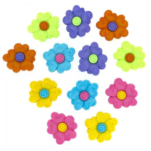Dress It Up Buttons BF-Swirl center flower