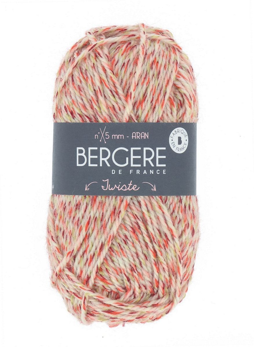 Bergere Twiste 52% Wolle, 48% Polyacryl *** 80m/50g,  Nadelstärke 5,0, Fb. Rubis/Orange