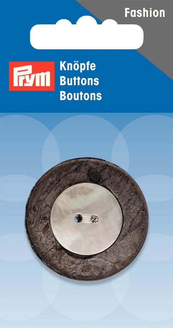 2-Loch Knopf Kokos/Perlmutt anthrazit/ecru 34mm