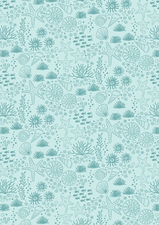 Lewis & Irene Tales Of The Sea Seabed On Light Blue 112 cm breit, 100% Baumwolle Lewis & Irene Tales Of The Sea Seabed On Light Blue 112 cm breit, 100% Baumwolle