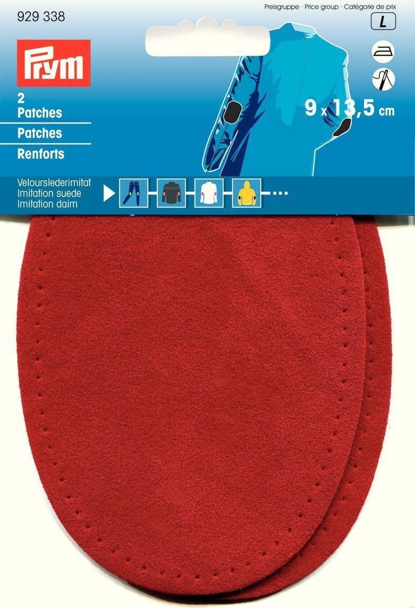 Prym Patches Velourslederimitat aufbügelbar 9x13,5cm rot 2 Stück *** Prym Patches Velourslederimitat aufbügelbar 9x13,5cm rot 2 Stück ***