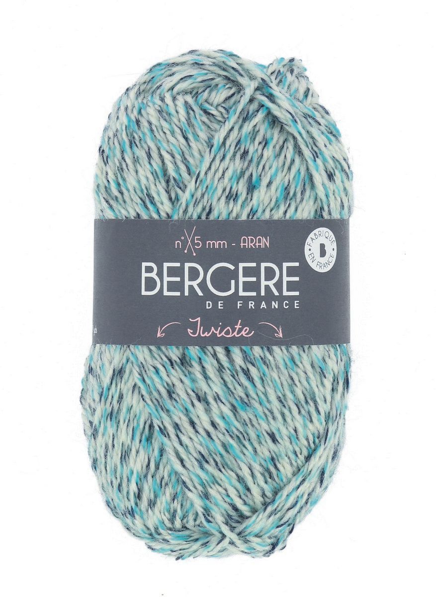 Bergere Twiste 52% Wolle, 48% Polyacryl *** 80m/50g,  Nadelstärke 5,0, Fb. Marine/Turquoise