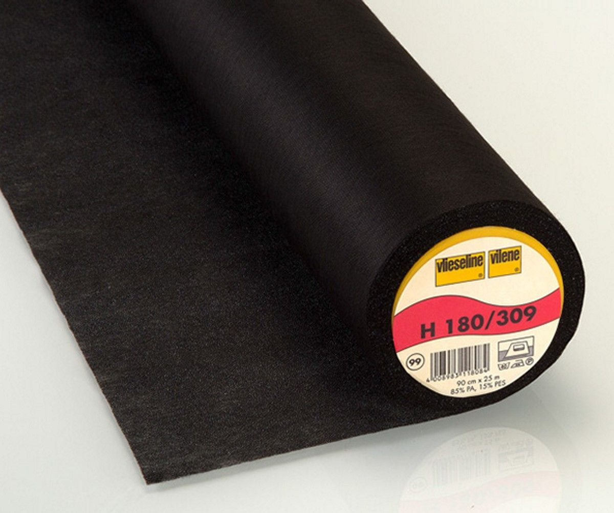 Bügeleinlage H180 schwarz 0,9 x 25m 85% PA, 15% PES, 37 g/m²