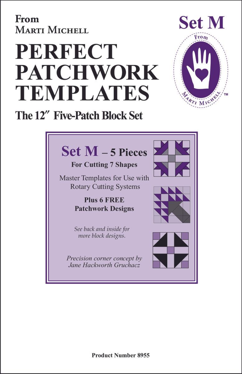 Marti Michell Schablonenset M - 5-Patch Block enthält 5 verschiedene Teile für 7 Formen Marti Michell Schablonenset M - 5-Patch Block enthält 5 verschiedene Teile für 7 Formen