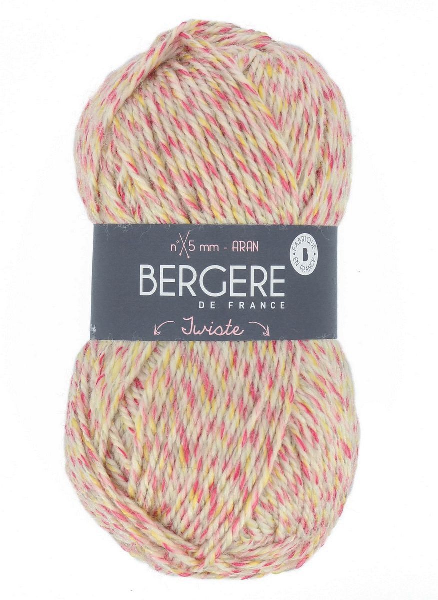 Bergere Twiste 52% Wolle, 48% Polyacryl *** 80m/50g,  Nadelstärke 5,0, Fb. Rose/Jaune