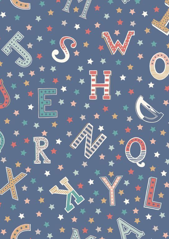 Lewis & Irene Vintage Circus Letters Blue 112 cm wide, 100% Cotton Lewis & Irene Vintage Circus Letters Blue 112 cm wide, 100% Cotton
