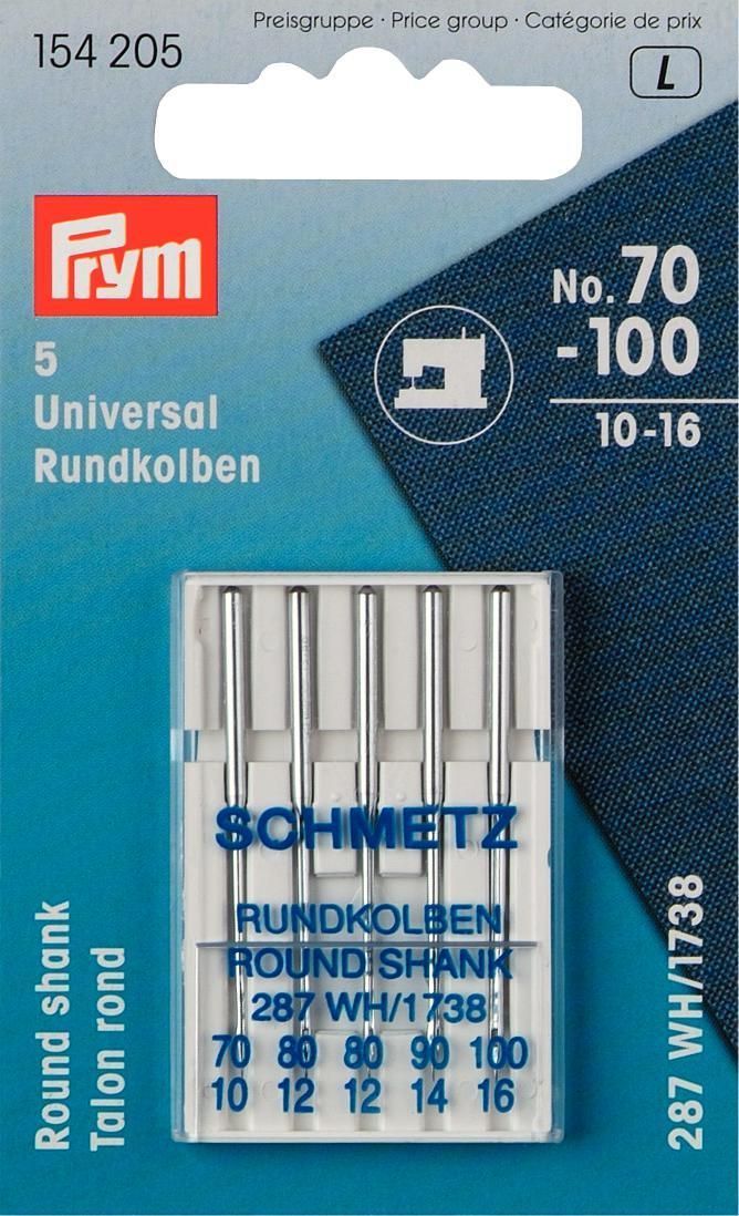 Nähmaschinennad. 287 Rundkolb 70-100 VE10  5 Stück