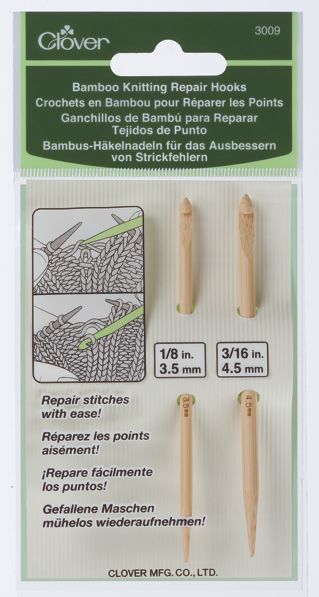 Clover Bamboo Knitting Repair Hooks
