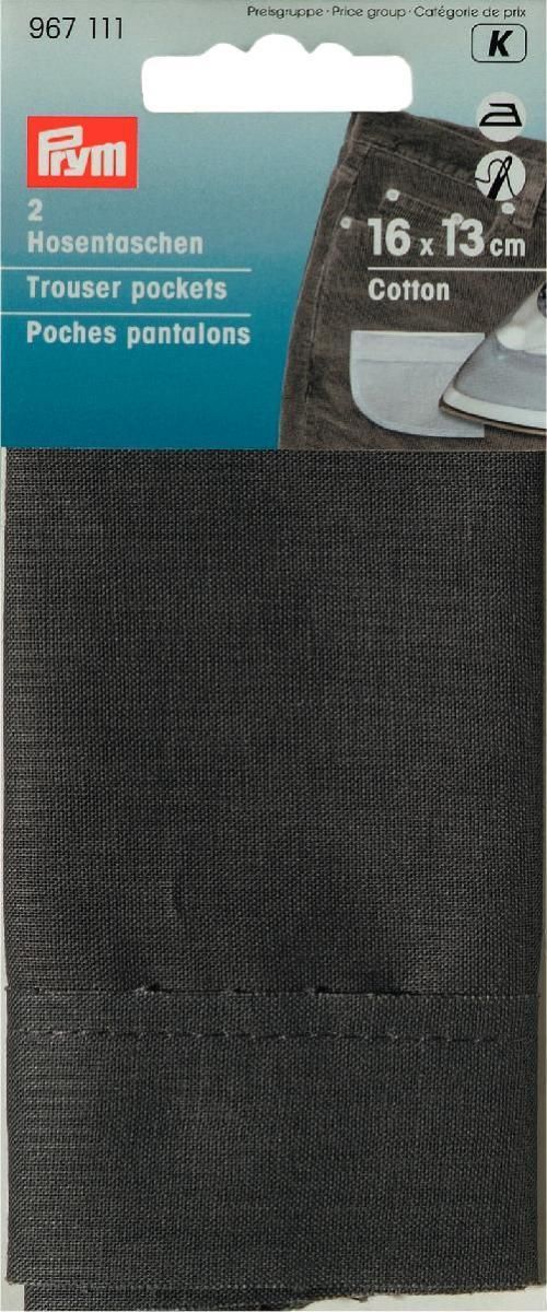 Prym Consumer Europe GmbH-Hosentaschen halb CO (bügeln) 16 x 13 cm grau_365-967111_
