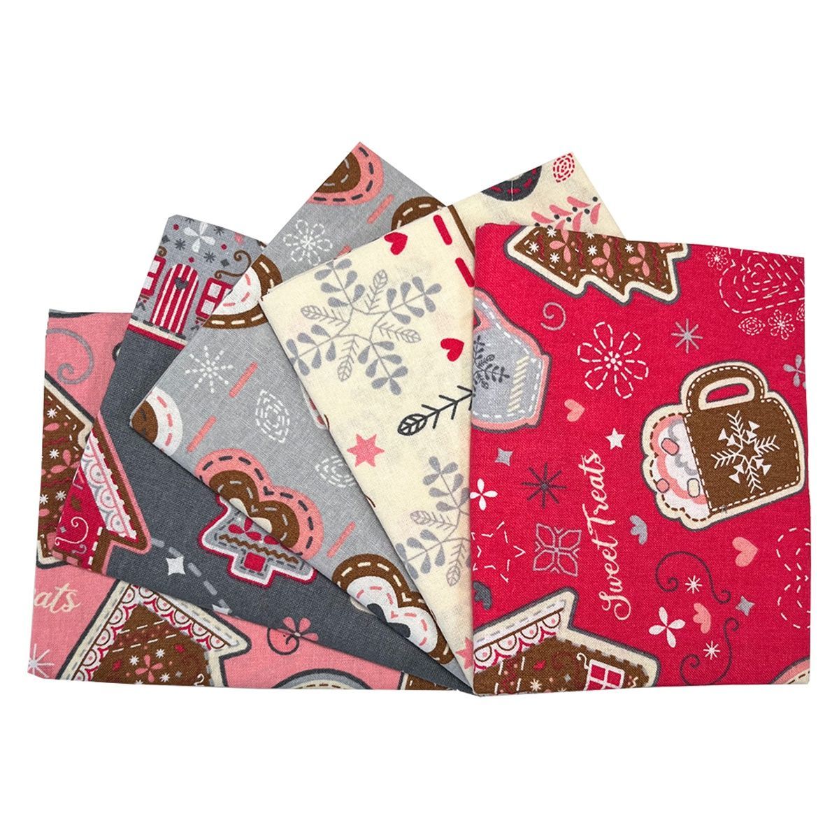 Fat Quarter Scandi Sweet Treats 100% cotton, 5pcs each 18 x 22 inch(45x55cm) Fat Quarter Scandi Sweet Treats 100% cotton, 5pcs each 18 x 22 inch(45x55cm)