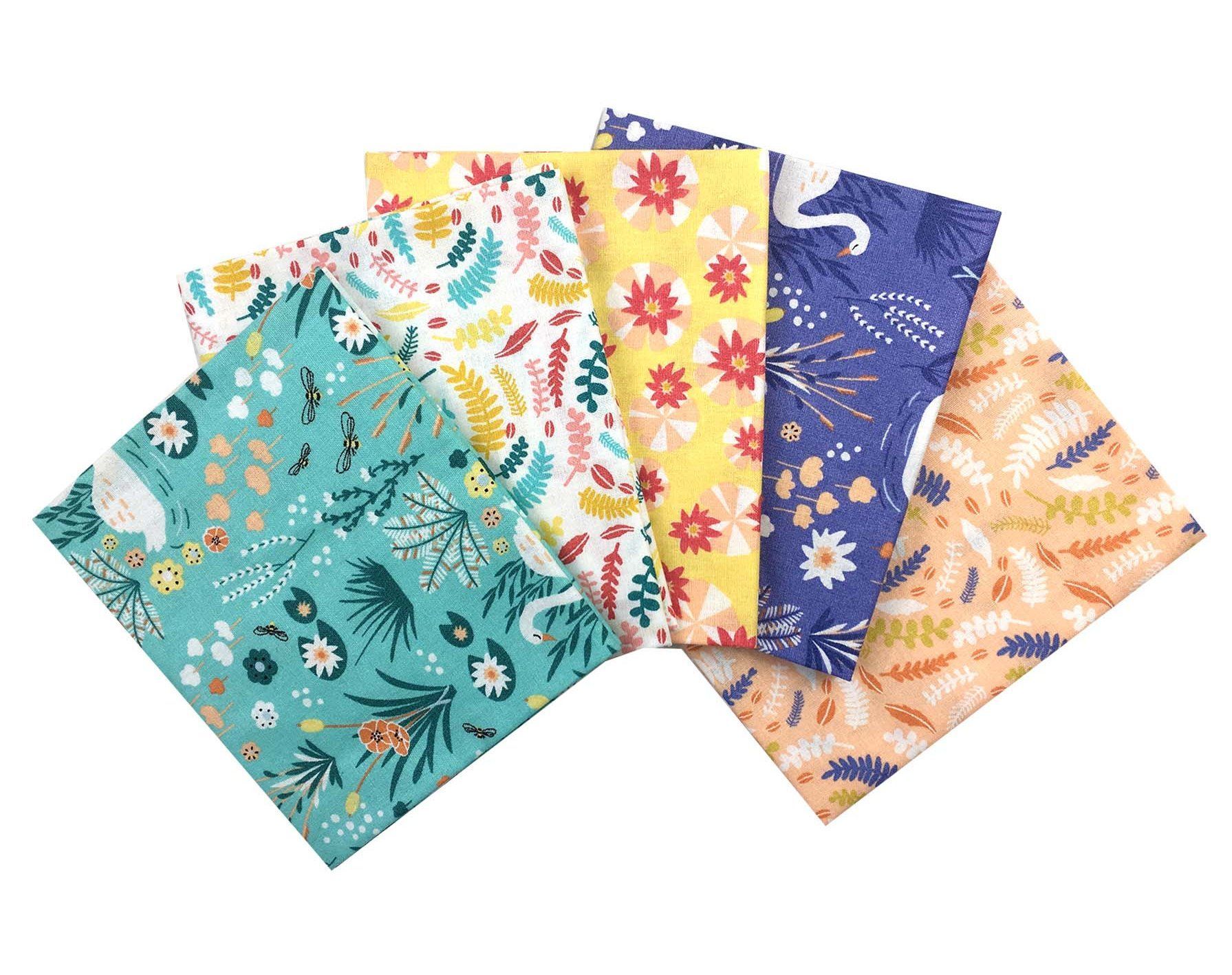 Fat Quarter Stoffpaket Am Teich, 100% CO *** 5 Stücke á  45 x 55 cm (18 x 22 inch)