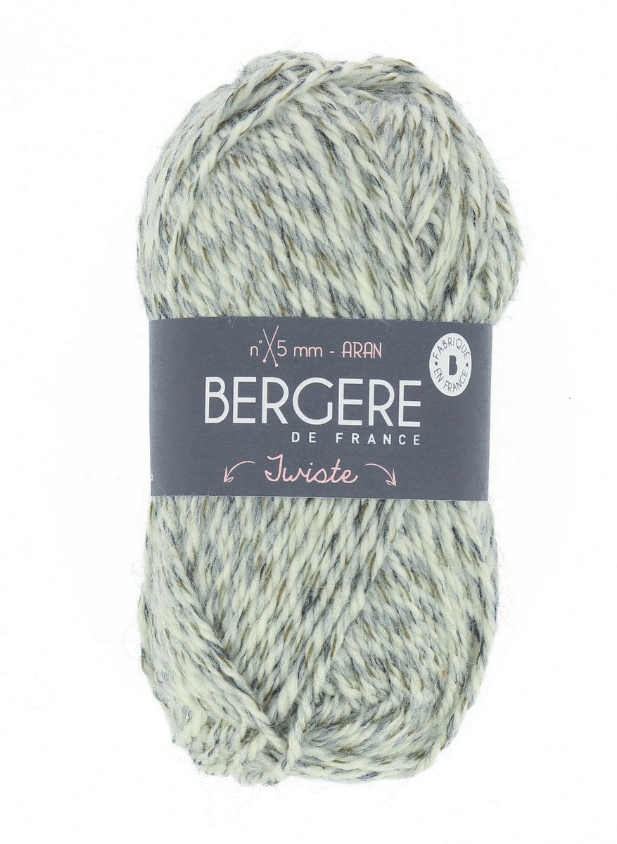Bergere Twiste 52% Wool 48%  Polyacrylic 80m/50g,  Needles 5,0, col. Gris/Kaki