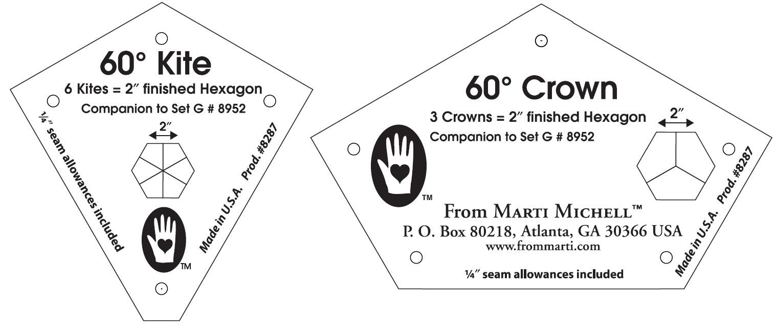 Marti Michell 60° Kite and Crown Templates 8287 2 inch (5,1 cm)