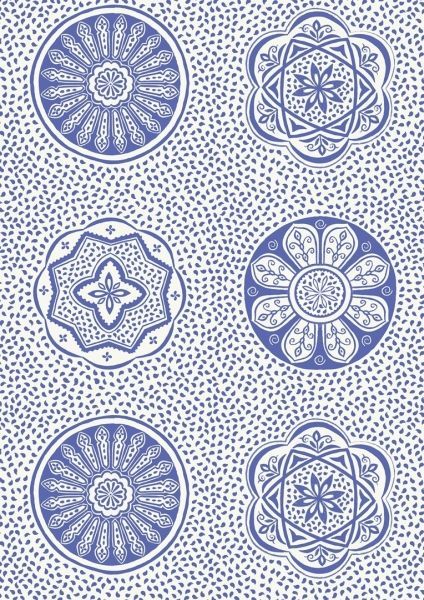 Lewis & Irene Ltd.-Lewis & Irene Marrakech Blue Circular Tile_36-A005-1-10_