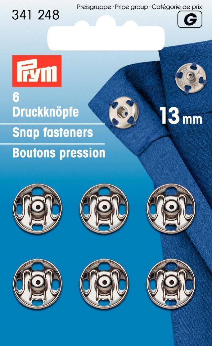 Annäh-Druckknöpfe MS silberfarbig 13 mm 6 St / VE5