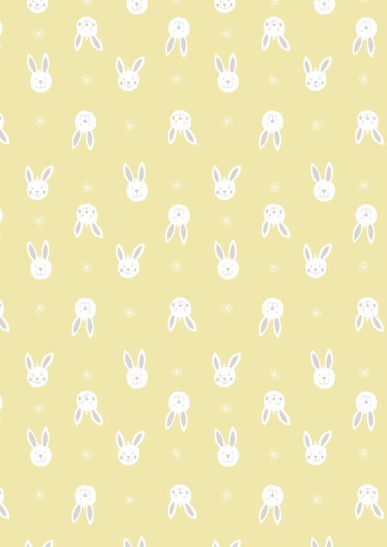 Lewis & Irene Bunny Garden Leo Bunny On Yellow 112 cm wide, 100% Cotton