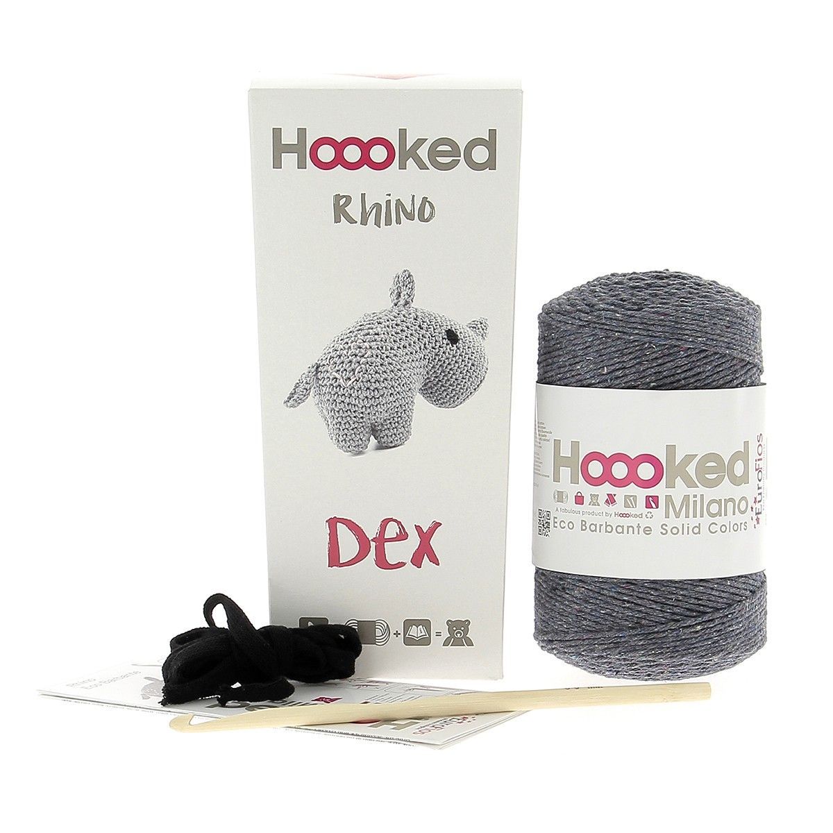Hoooked BV-Hoooked Eco Barbante Kit, Rhino Dex_67-104pak_