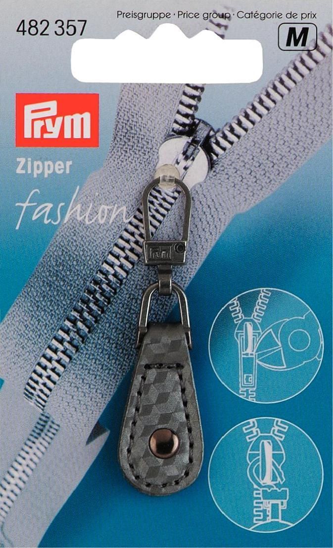 Fashion Zipper Lederimitat grau/silber