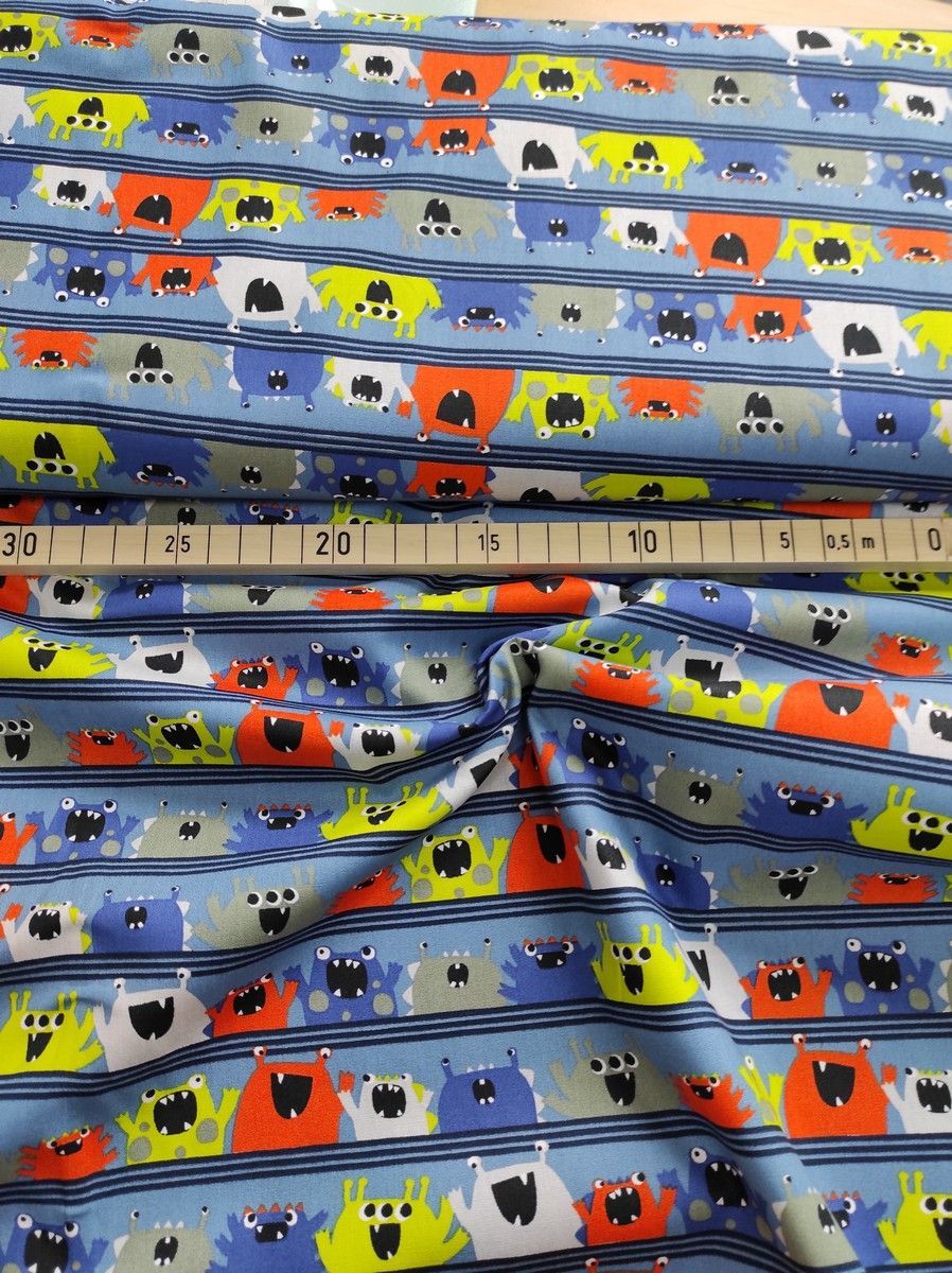 36-37016005 Baumwollwebware Minimonster, 100% Baumwolle ca. 1,45m breit (57 inch)  - 10 m Ballen