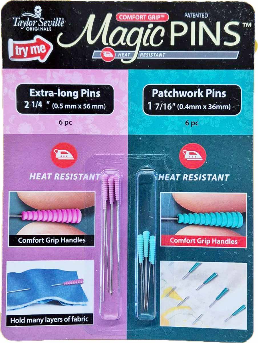 58-mp_0 Taylor Seville MusterkarteMagic Pins 6x Quilting Pins, 6 x Extralong Pins