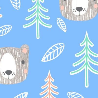 Craft Cotton Into The Woods Bear Blue, 100% CO approx. 1,12m (44 inch) wide, 10 m bolt