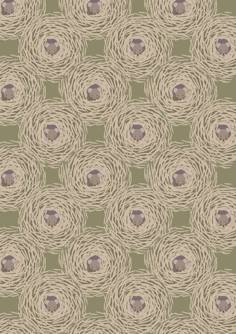 Lewis & Irene Autumn Fields Harvest Mouse Nests On Country Green 10 m Ballen, 112 cm breit, 100% Baumwolle