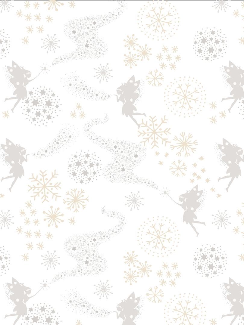 Lewis & Irene Make a Christmas Wish Little Fairies on Snow  (Metallic) 10 m Ballen, 112 cm breit, 100 % Baumwolle