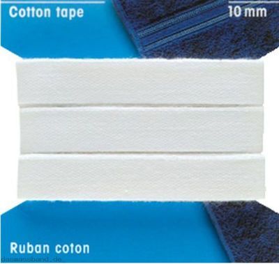 Baumwollband kräftig 10 mm weiß, 30 m