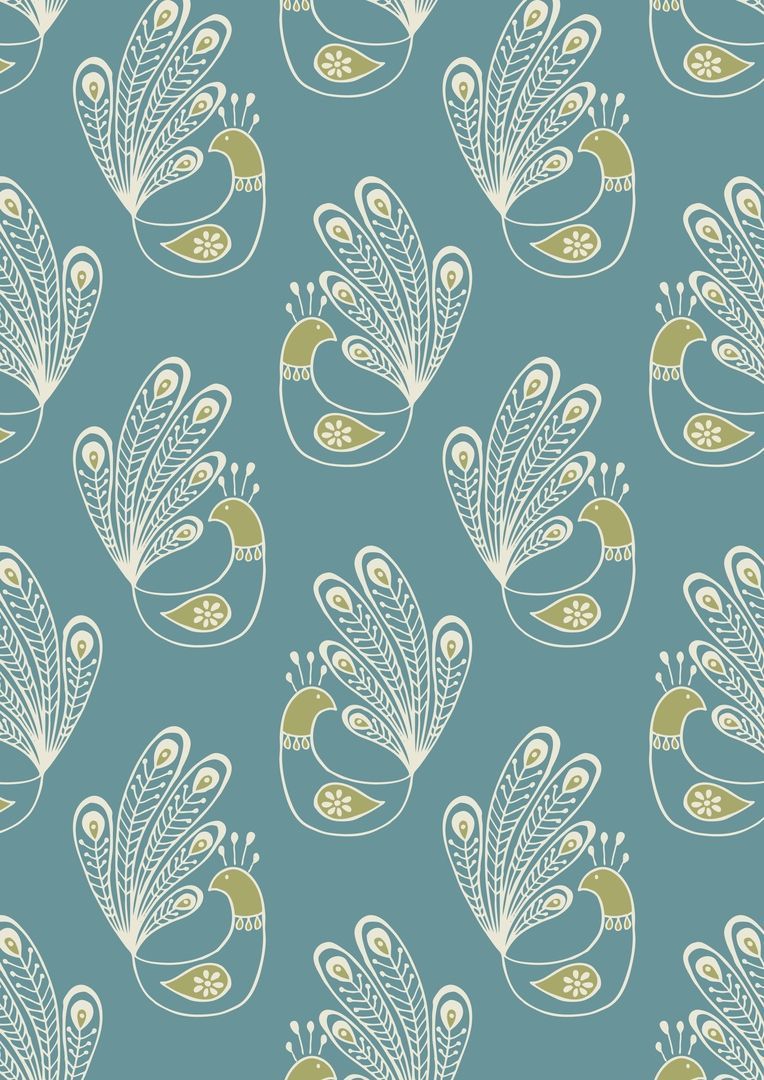 Lewis & Irene Home Sweet Home Peacock On Blue 112 cm wide, 100 % Cotton