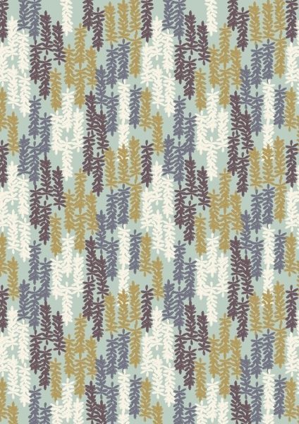 Lewis & Irene Honey Meadow Duck Egg Leaves 10 m Ballen, 112 cm breit, 100 % Baumwolle