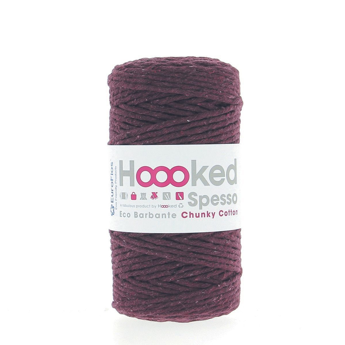 Hoooked Eco Barbante Spesso, Fb. Berry 85% Baumwolle recycelt, 15 % andere recycelte Garne