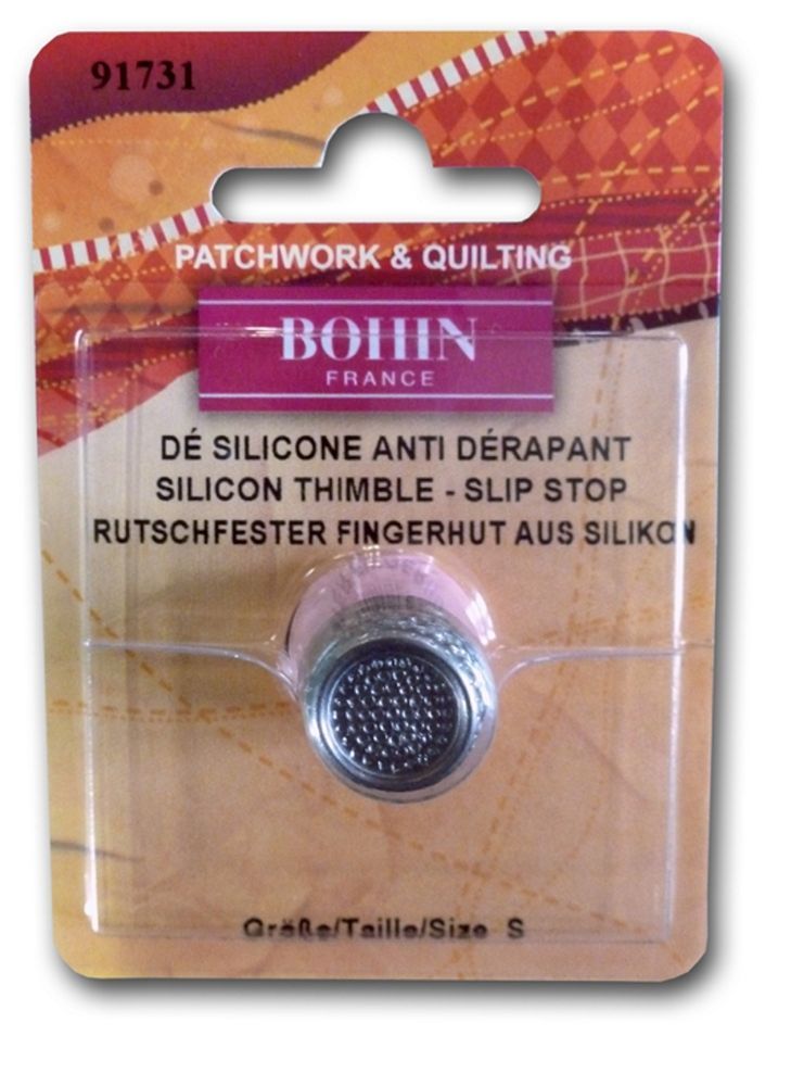 Bohin Rutschfester Fingerhut aus Silikon mit Kappe aus vernickeltem Messing