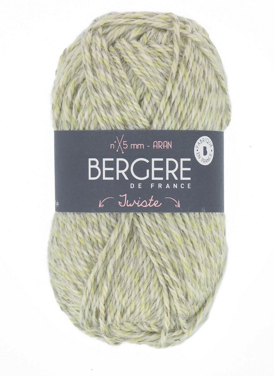 Bergere Twiste 52% Wool 48%  Polyacrylic 80m/50g,  Needles 5,0, col. Beige/Jaune