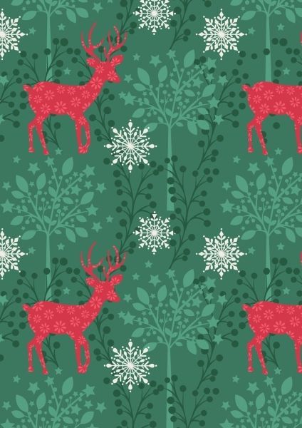 Lewis & Irene Noel Christmas Green Stag 112 cm breit, 100% Baumwolle