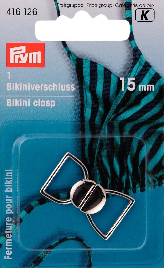 Bikiniverschluß MET 15mm  1St silberfarben VE5