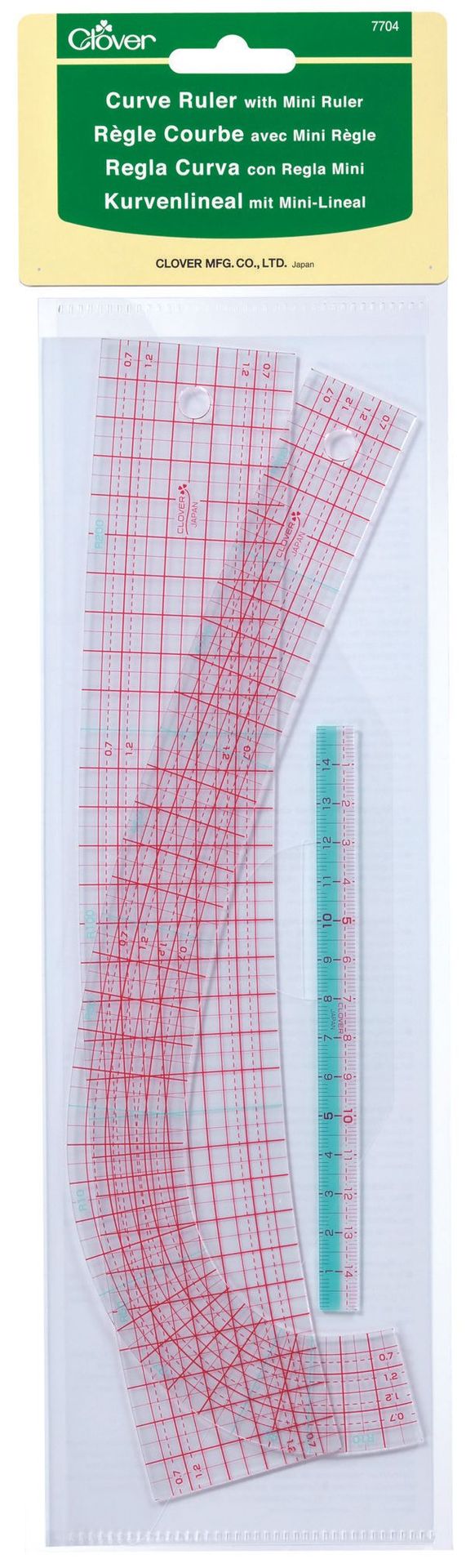 Clover MFG Co.Ltd.-Clover Flexibles Kurvenlineal mit Mini-Lineal _24-7704_