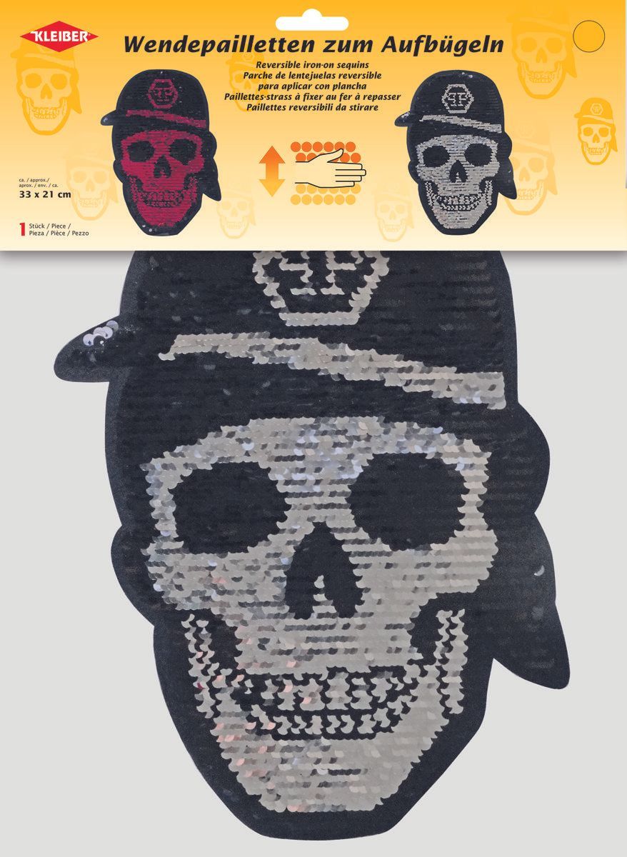 Kleiber Wendepailletten Totenkopf ca. 21 x 33 cm  Kleiber Wendepailletten Totenkopf ca. 21 x 33 cm