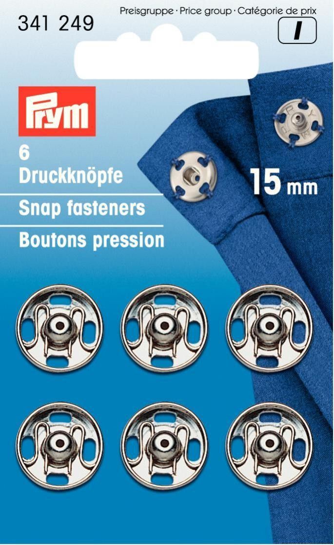 Annäh-Druckknöpfe MS silberfarbig 15mm VE5